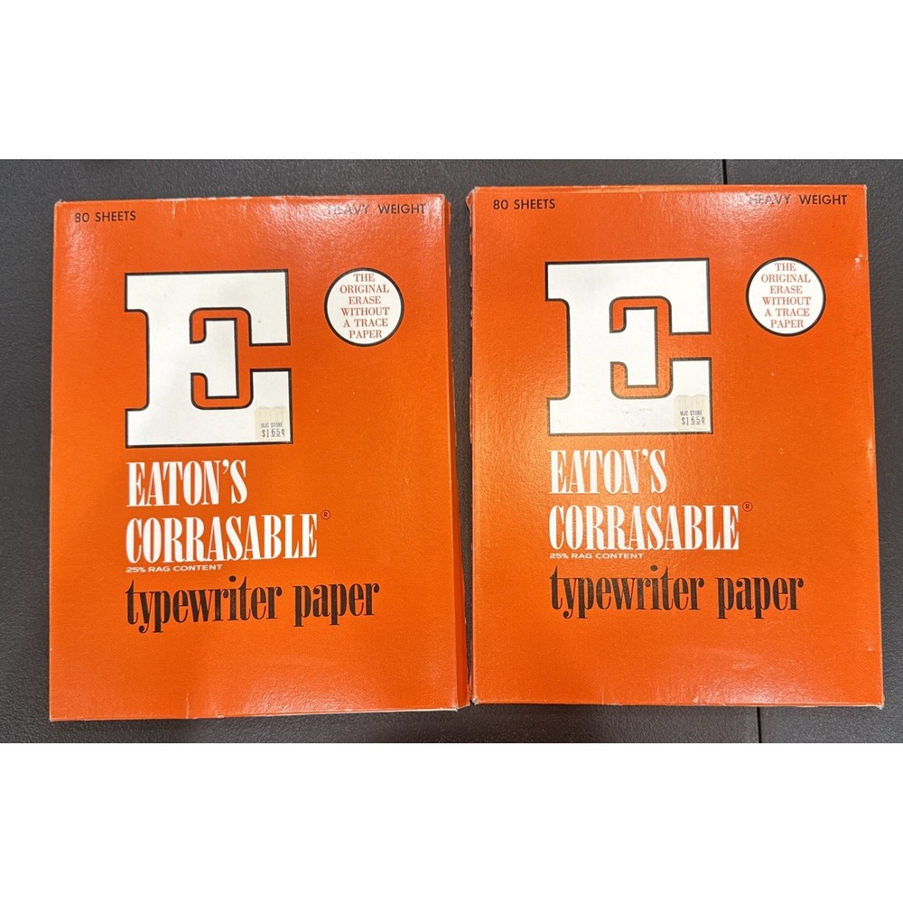 Vintage Eatons Corrasable Typewriter Paper 25% rag content Heavy Weight 8.5x11